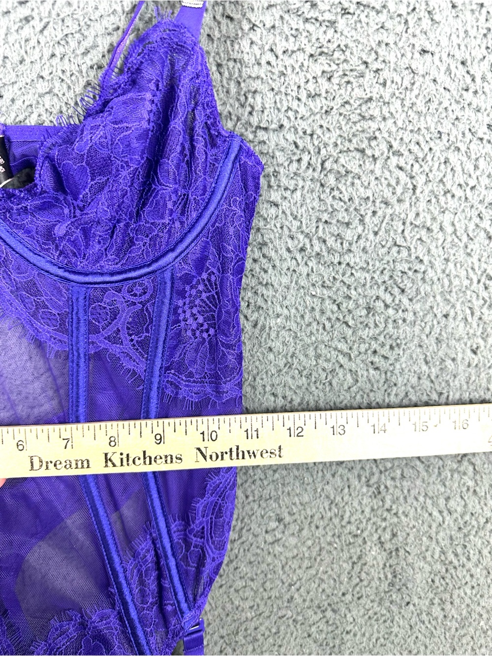 Victoria's Secret Purple Lace Rhinestone Strap Teddy Garter Bodysuit Small - Picture 4 of 5
